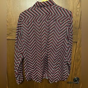 Foxcroft Red and Black Chevron Button Down Shirt